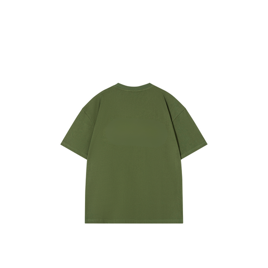 Drop Shoulder Oversized Plain T-shirt Olive Green