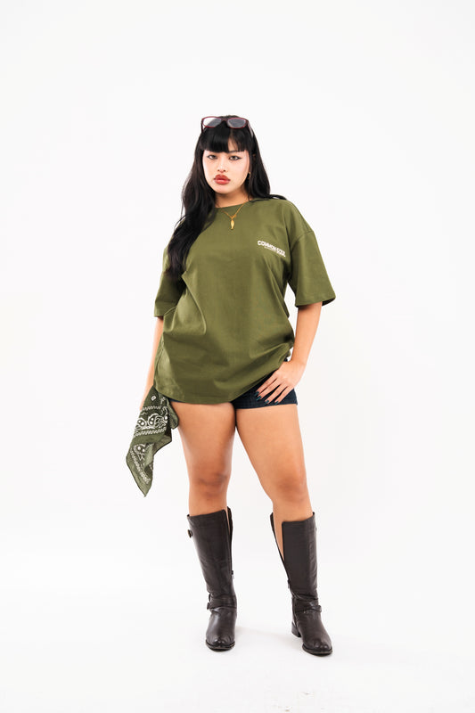 Drop Shoulder Oversized T-shirt Olive