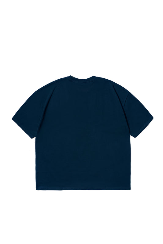 Drop Shoulder Oversized Plain T-shirt Stealth Blue