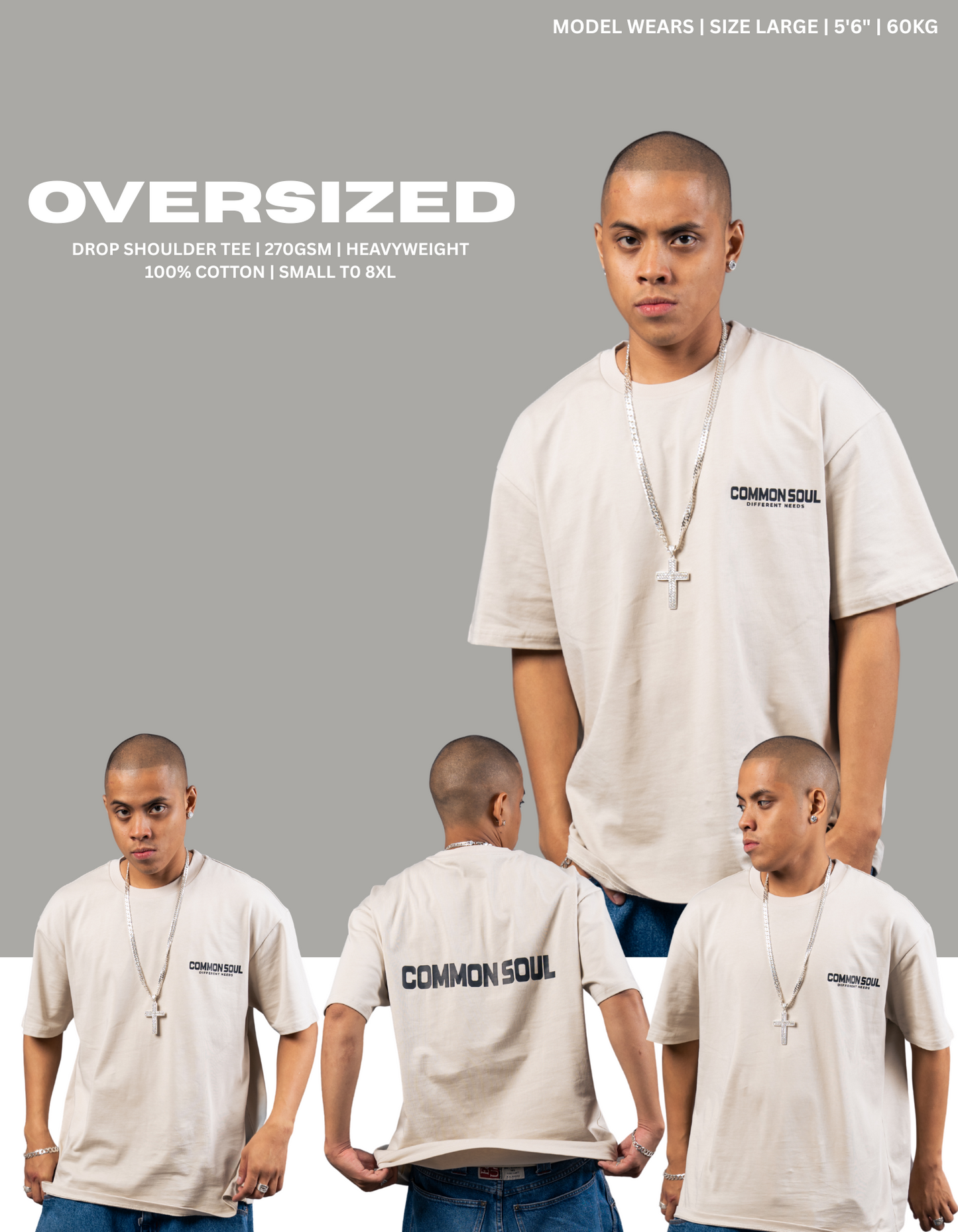 Drop Shoulder Oversized Plain T-shirt White