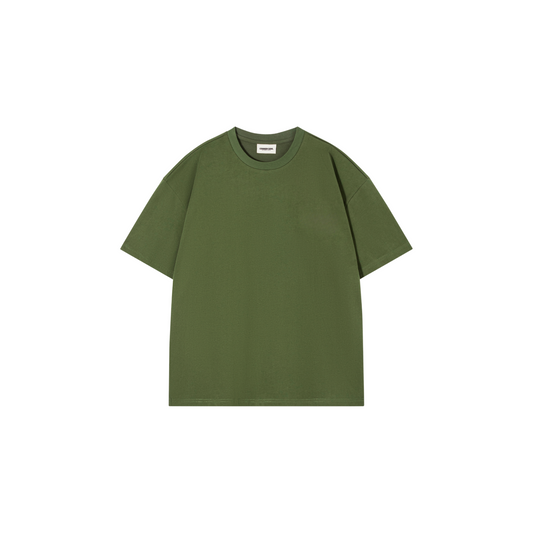 Drop Shoulder Oversized Plain T-shirt Olive Green