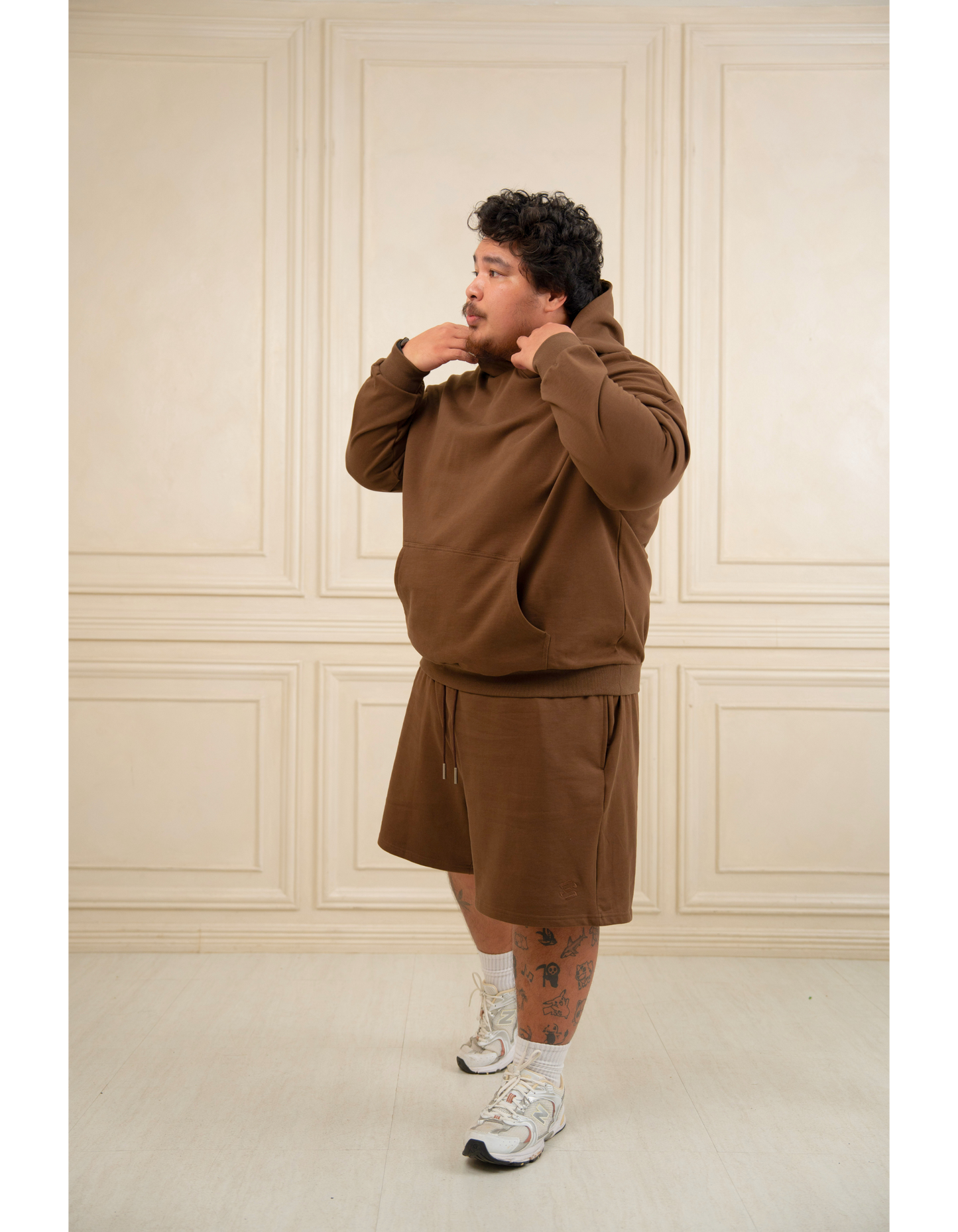 Oversized Hoodie French Terry Brown