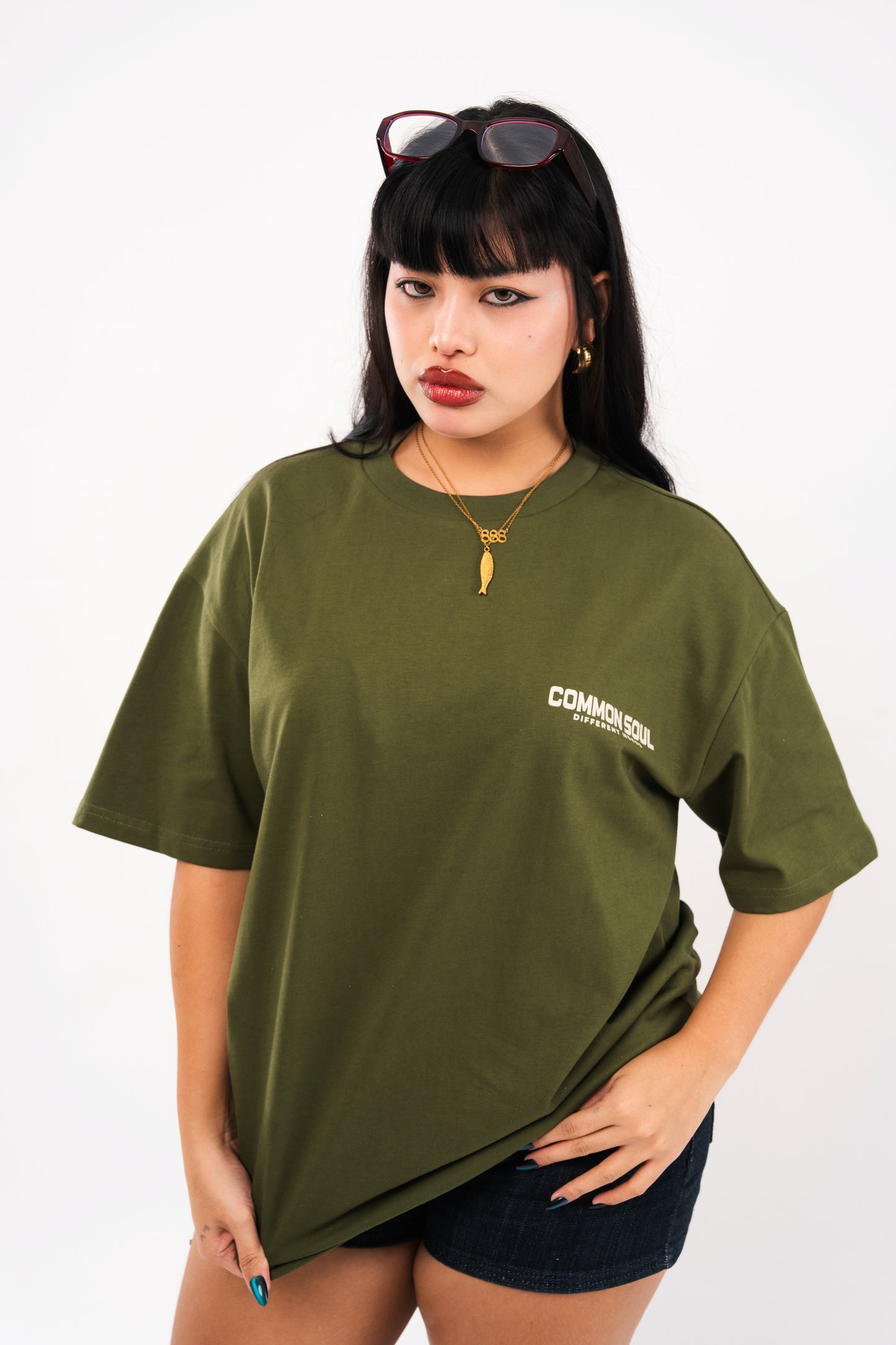 Drop Shoulder Oversized T-shirt Olive