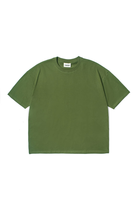 Drop Shoulder Oversized Plain T-shirt Olive Green