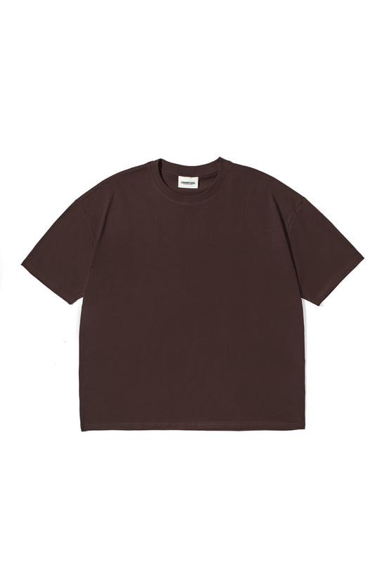 Drop Shoulder Oversized Plain T-shirt Rebel Brown