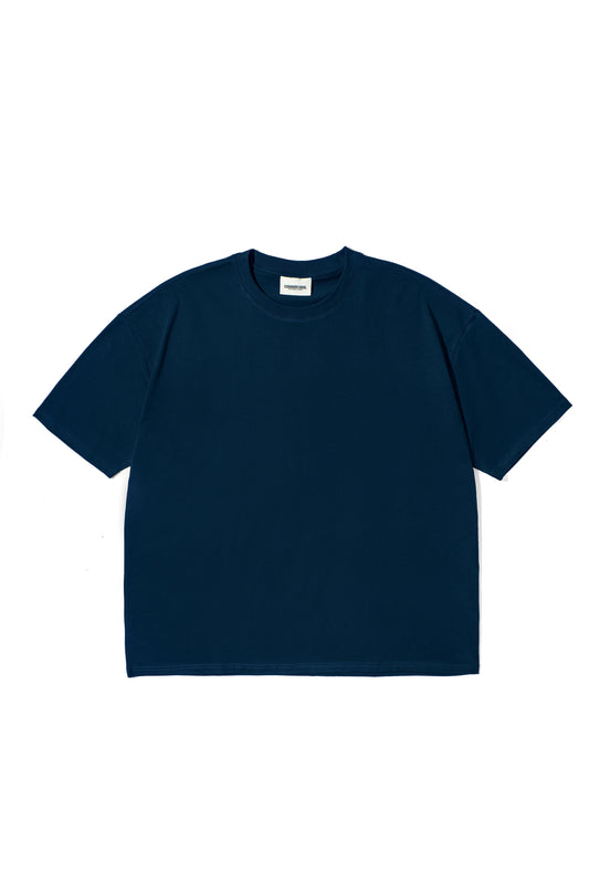 Drop Shoulder Oversized Plain T-shirt Stealth Blue